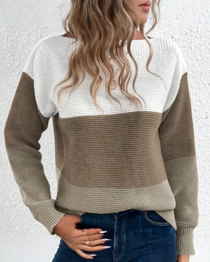 Ashley™ - Oversized Tri-Tone Knit Sweater