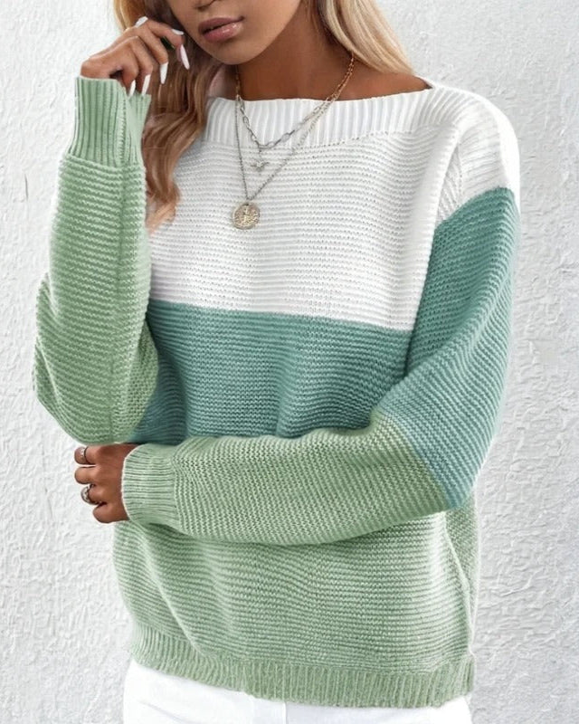 Ashley™ - Oversized Tri-Tone Knit Sweater