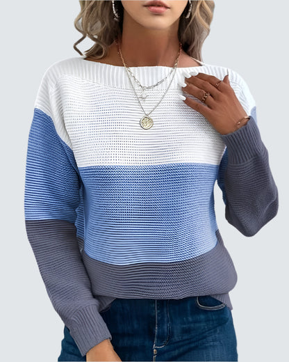 Ashley™ - Oversized Tri-Tone Knit Sweater