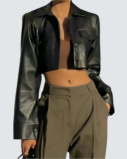 Jenna™ - Faux Leather Short Jacket