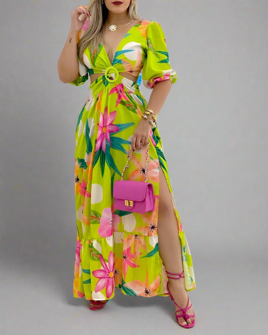 Emma™ - Elegant Floral Tie-Dye Maxi Dress