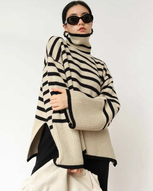 Akira™ - Oversized Striped Turtleneck