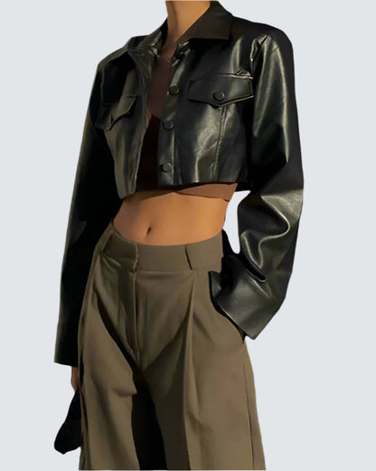 Jenna™ - Faux Leather Short Jacket