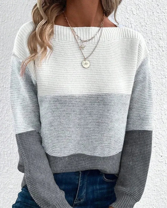 Ashley™ - Oversized Tri-Tone Knit Sweater